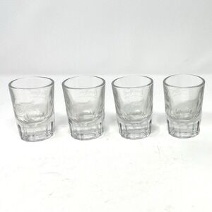 Set 4 Crown Royal Detroit Red Wings Logo Whiskey 2 Oz Heavy Bottom Shot Glasses